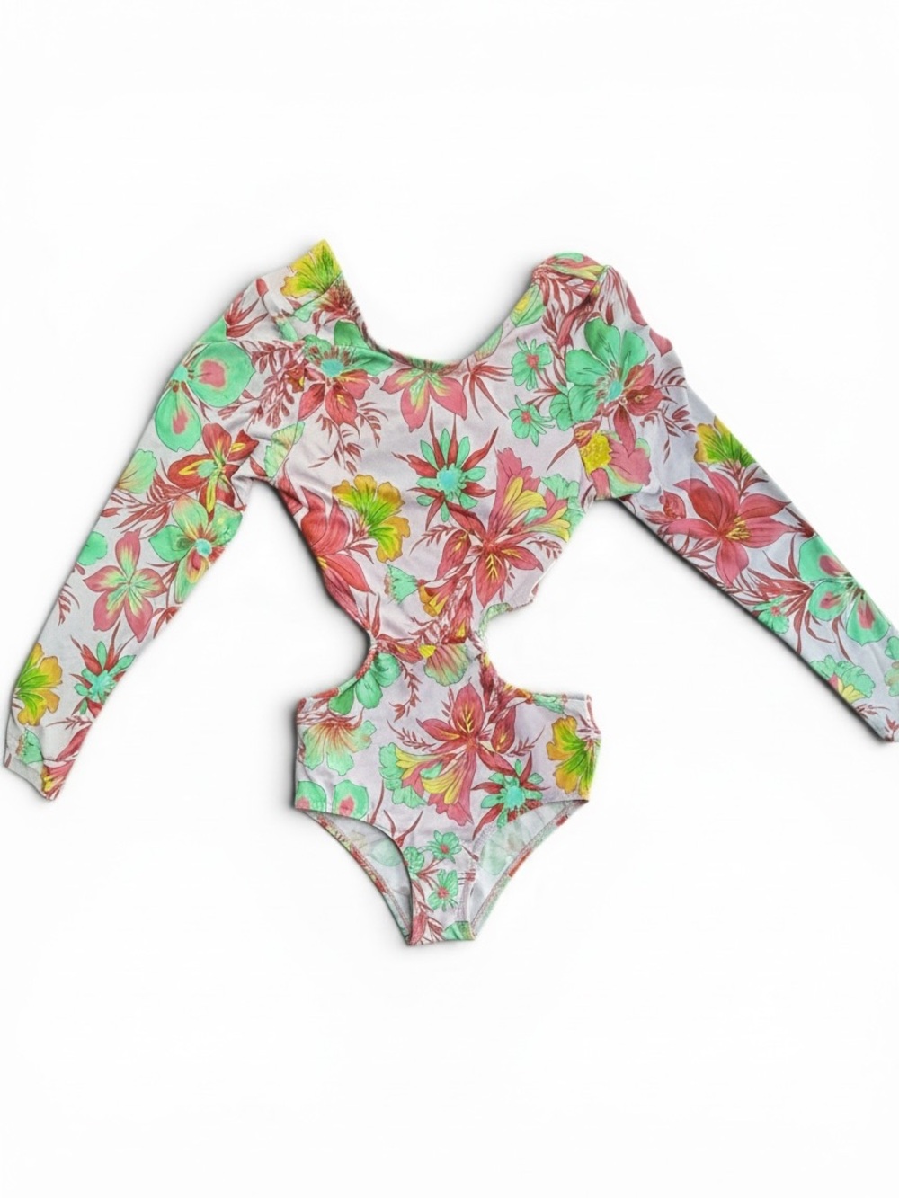 Beach Lingo Girls Kids One Piece Swimsuit Tropical Floral Cut Out Size 7 NWT